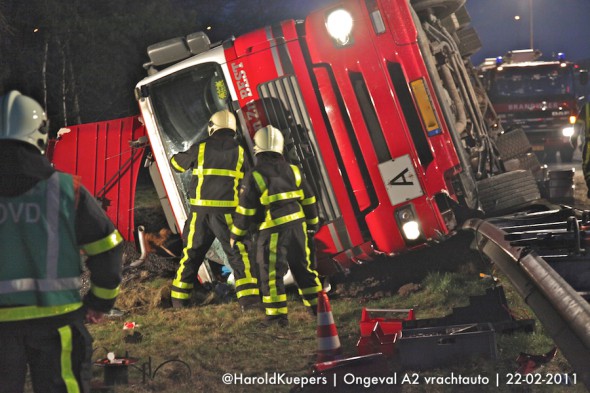 Ongeval Vrachtauto A2 Brandweer Nederweert 1